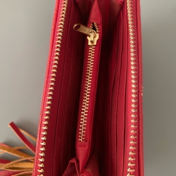 Red Zip-Up Wallet with Tassel - Picture 8 of 9